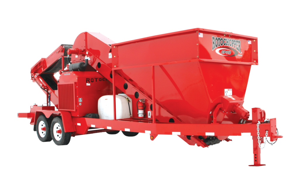 Mobile Wood Chip & Mulch Processor + Colorizer Machine Rotochopper