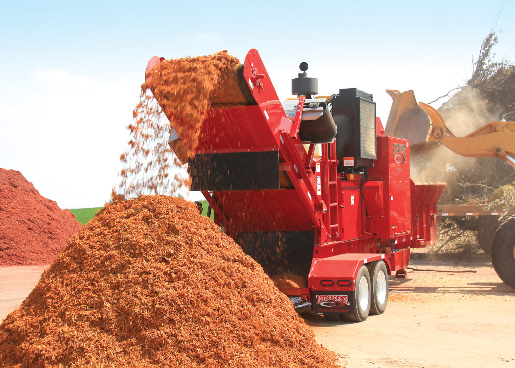 MP-2 horizontal grinder gold mulch