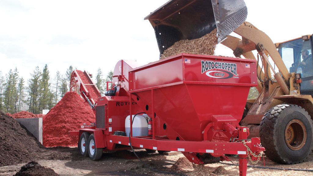 cp-118 wood chip processor red mulch