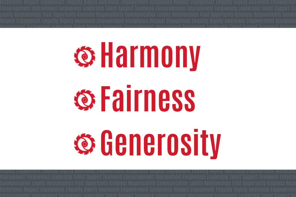 rotochopper's core values harmony, fairness, generosity