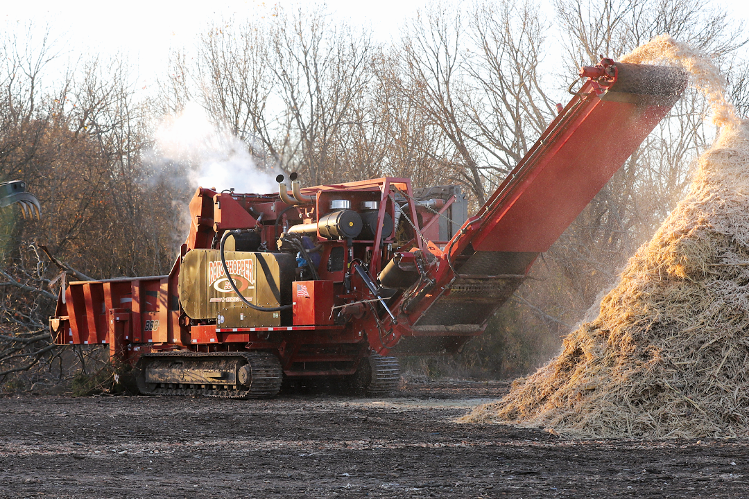 The Rotochopper B-66L on a land clearing job site.