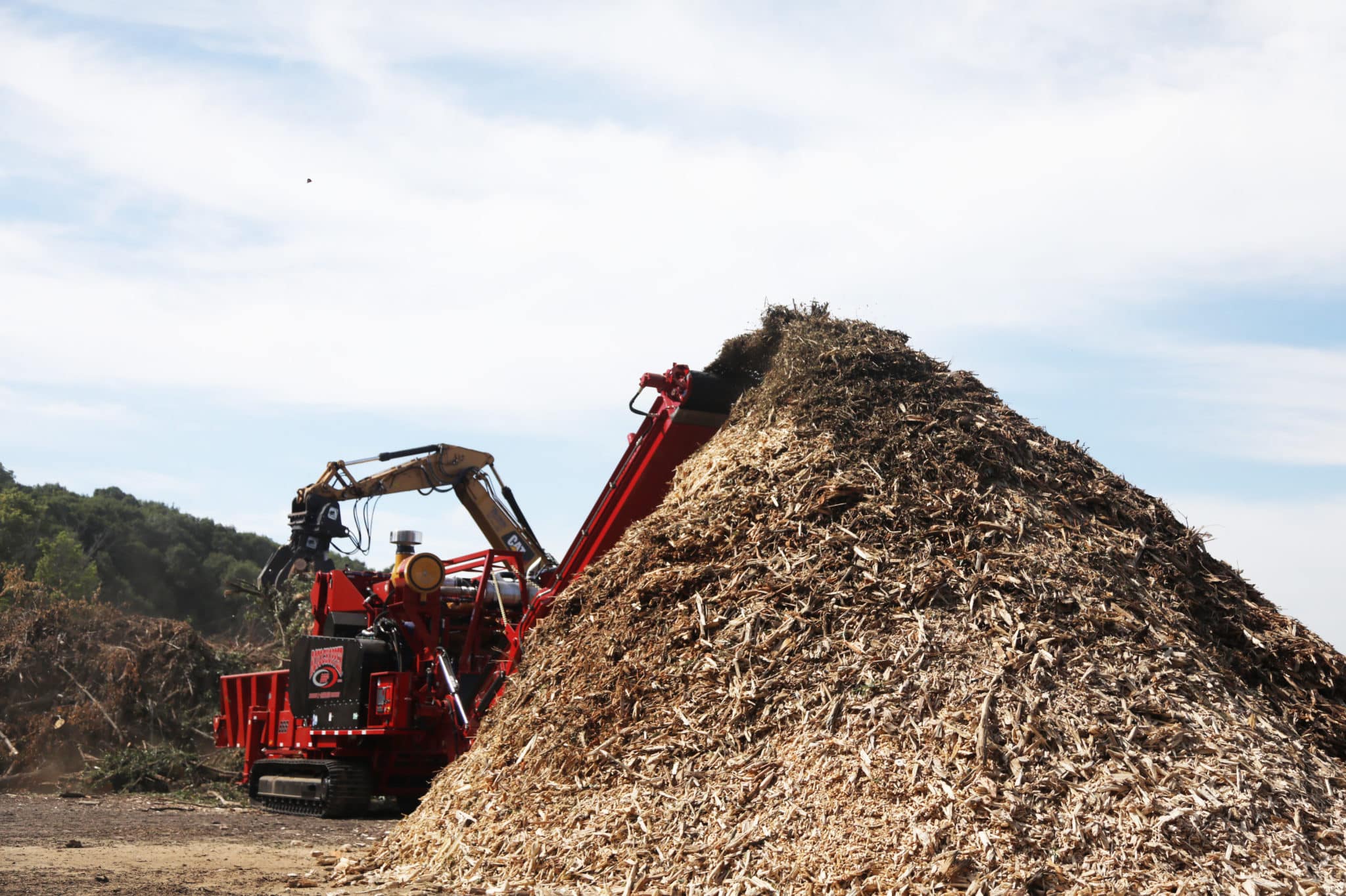 Rotochopper equipment being used to recycle wood waste