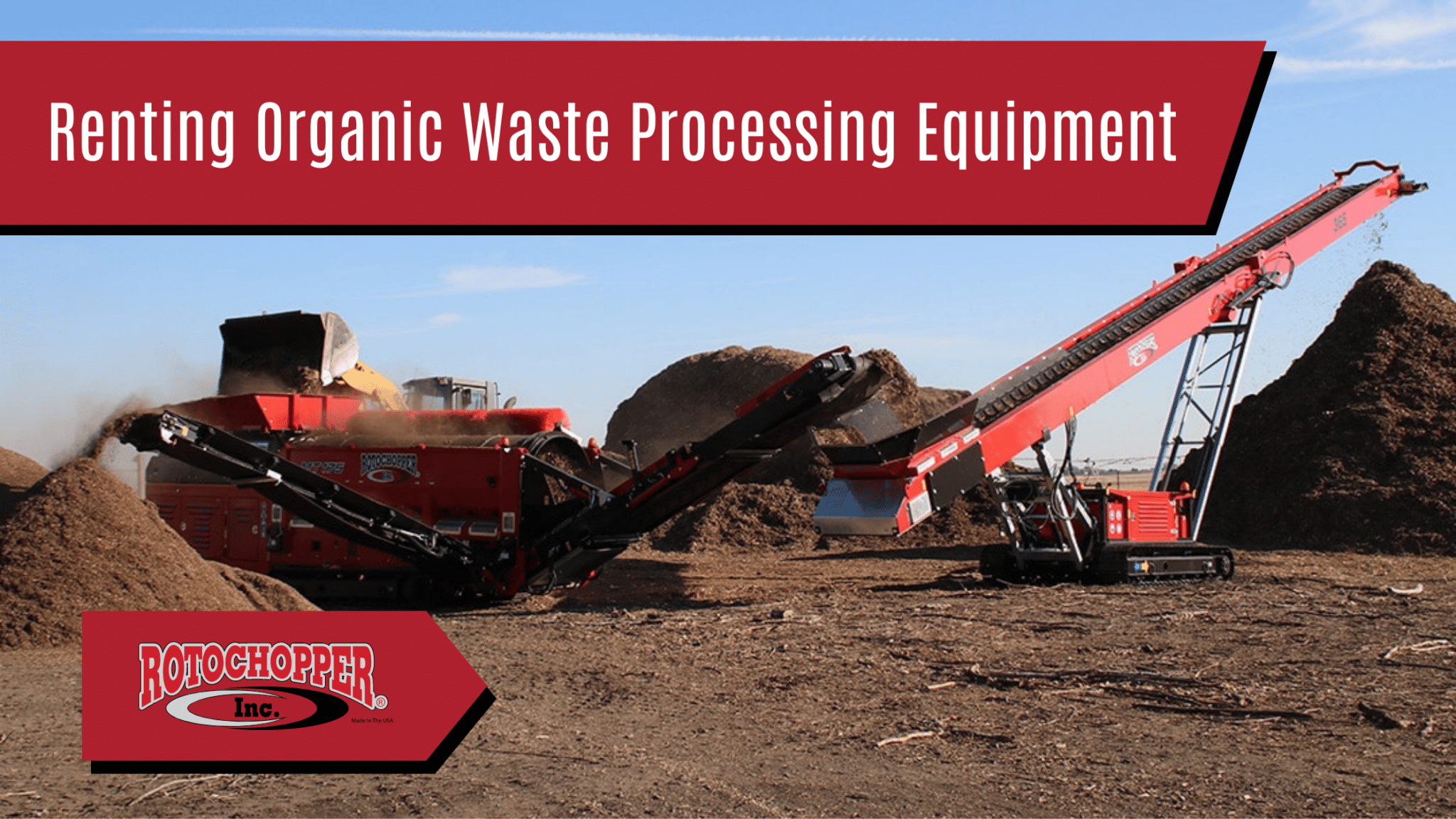 Rotochopper equipment with text overlay “Renting organic waste processing equipment”