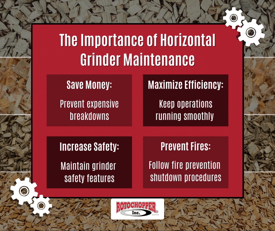 an infographic summarizing the importance of horizontal grinder maintenance