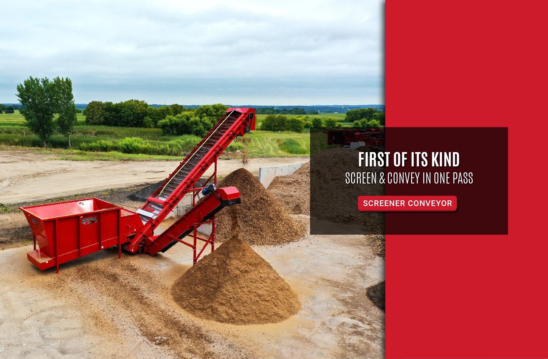 rotochopper screener conveyor screening conveying wood chip