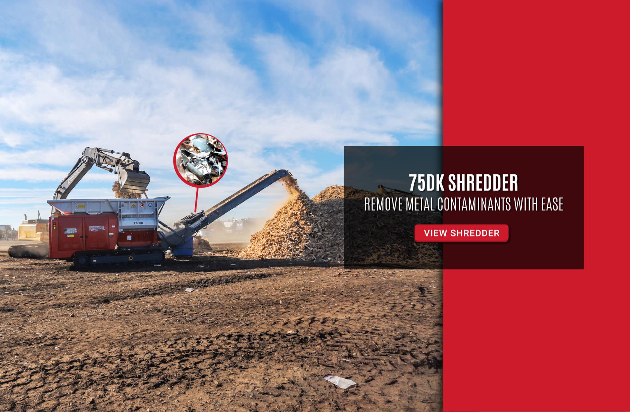 rotochopper 75 dk shredder processing wood waste metal call out